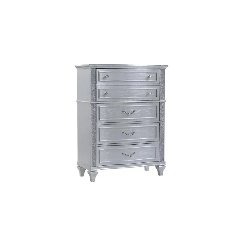

Contemporary 5-Drawer Chest in Silver Wood Finish
