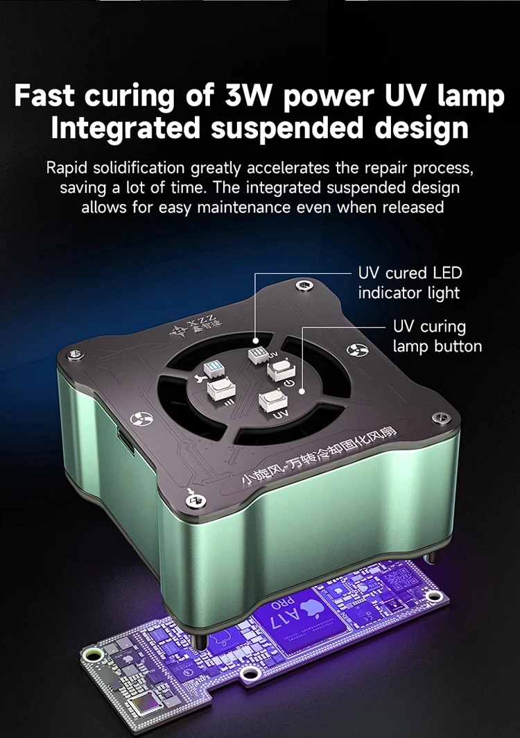 

XZZ Вентилятор охлаждения с фиксированной линией Быстрое рассеивание нагрева и УФ-лампа для отверждения Вентилятор для обслуживания дымовых выхлопных газов для ремонта сварки печатных плат