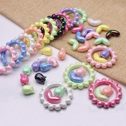 12pcs/lot Mixed-Color Candy Tulip Flower Leaf Acrylic Beads For Jewelry Making DIY Phone Chain