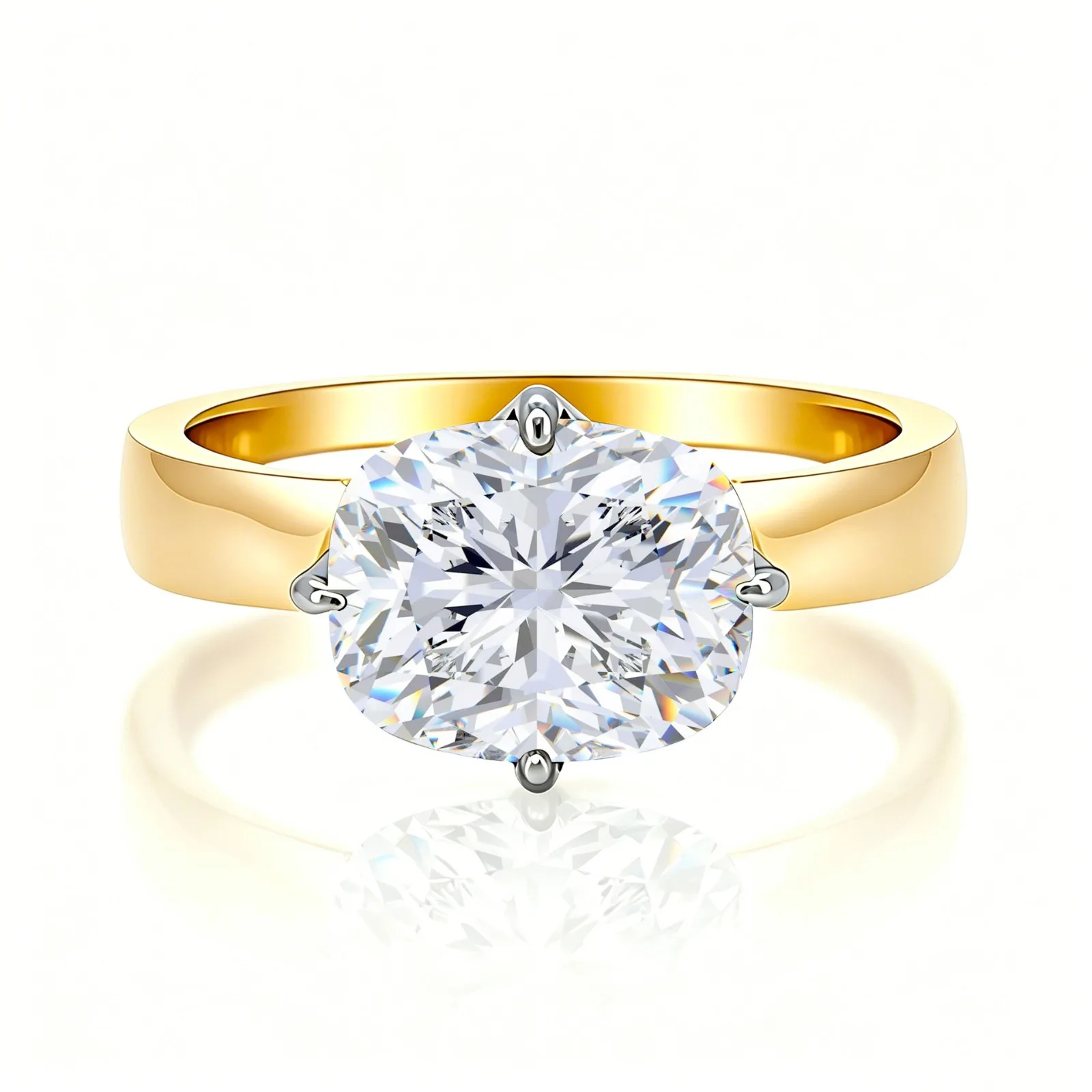 MUSHAN Luxury s925 Sterling Silver 3 Carat 4 Carat Classic Wide Ring Holder Premium Moissanite White Catch Gold Holder Series