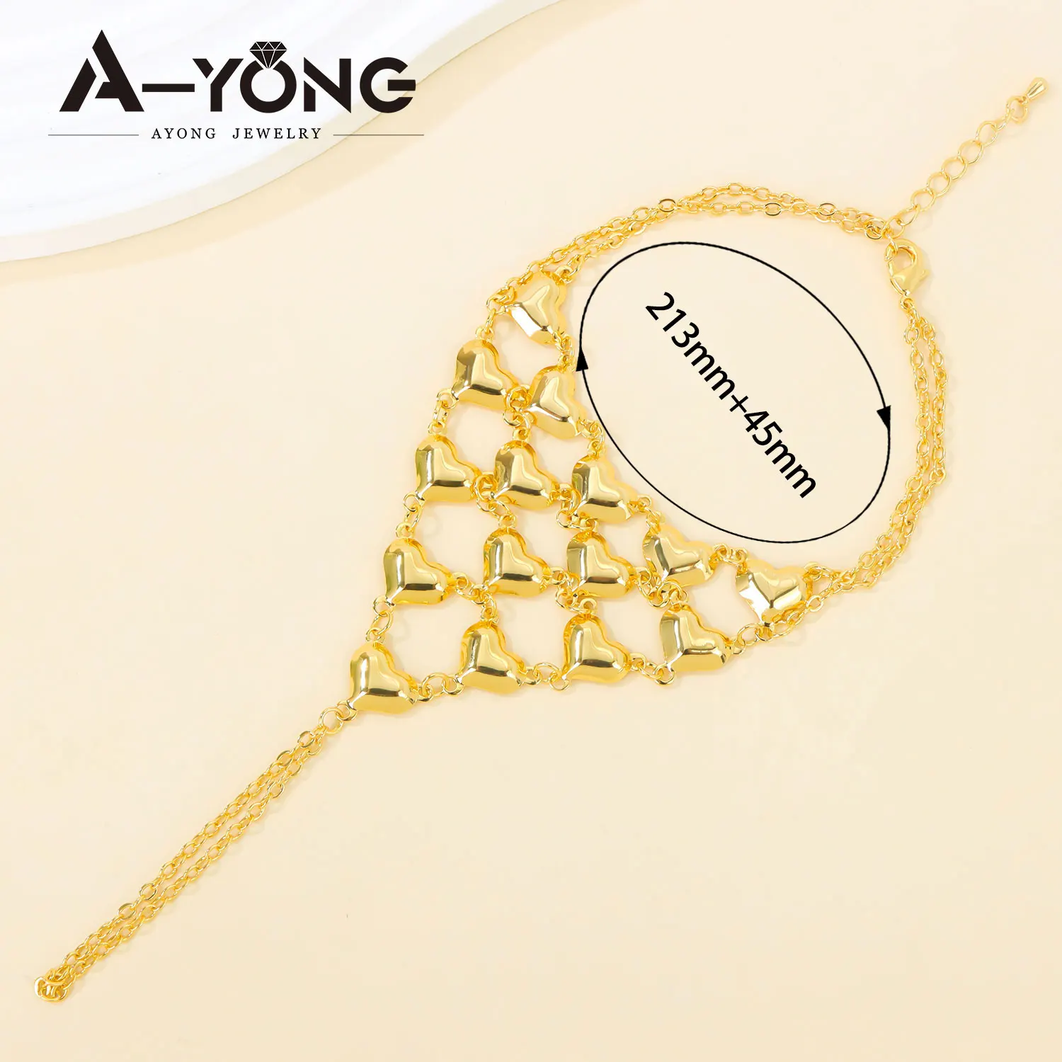 Dubai Gold Schmuck Armband mit Fingerring 21k Vergoldet Arabisch Muslimisch Schicke Armreifen Oman Frauen Hochzeit Party Schmuck – Detail 9