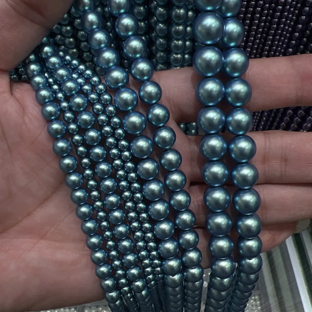 Matte Pearl Glass Beads Imitation Shell Pearl 4-10mm Illusion Loose Beads Handmade Make DIY Jewelry Bracelet Necklace Accessorie