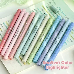 4PCS Highlighter Double Head Marker Pen High-value Gradient Color Student Markers Cute Highlighters Stationery Supply