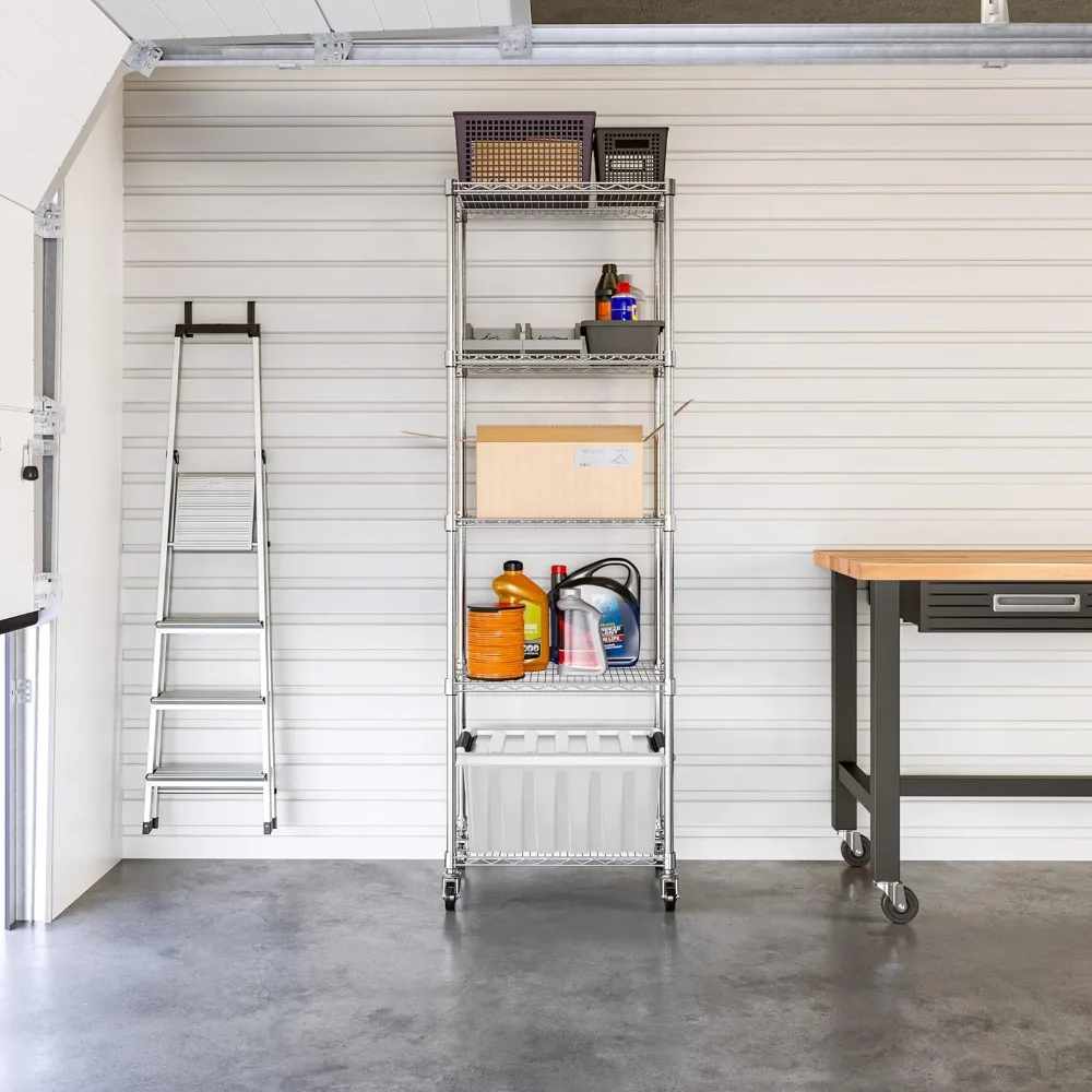 

UltraDurable Heavy Duty NSF Solid Steel Wire Rack Storage Unit Organizer for Garage,Warehouse,Office, Restaurant,5-Tier Shelving