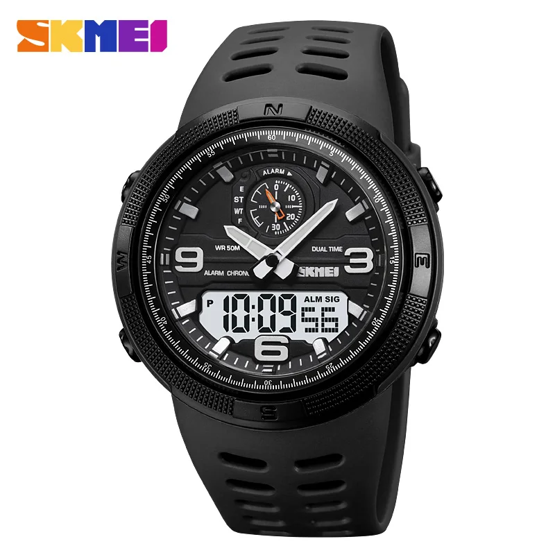 SKMEI 1655 Sport Digital Watch for Men LED Dual Display Military Waterproof Student Exploration Electronic Mens Wristwatch 1251