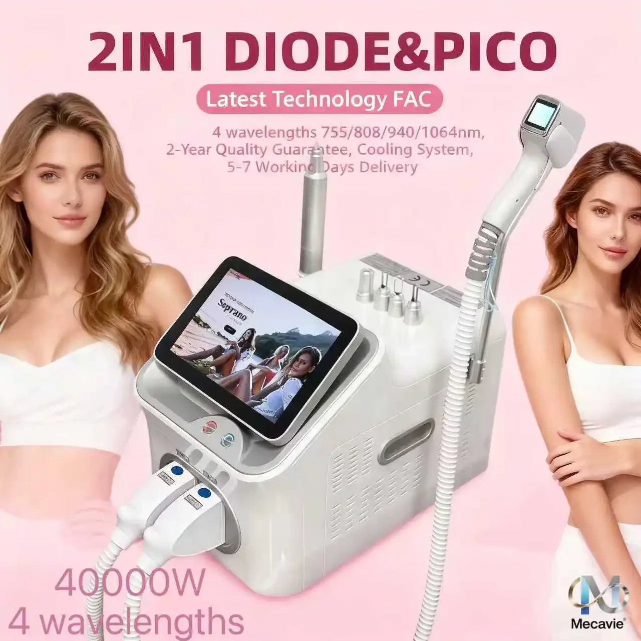 

Новый диодный лазер 2-в-1 для удаления волос и татуировок (1064, 755, 940, 808 нм) Nd:YAG: безболезненное косметологическое оборудование