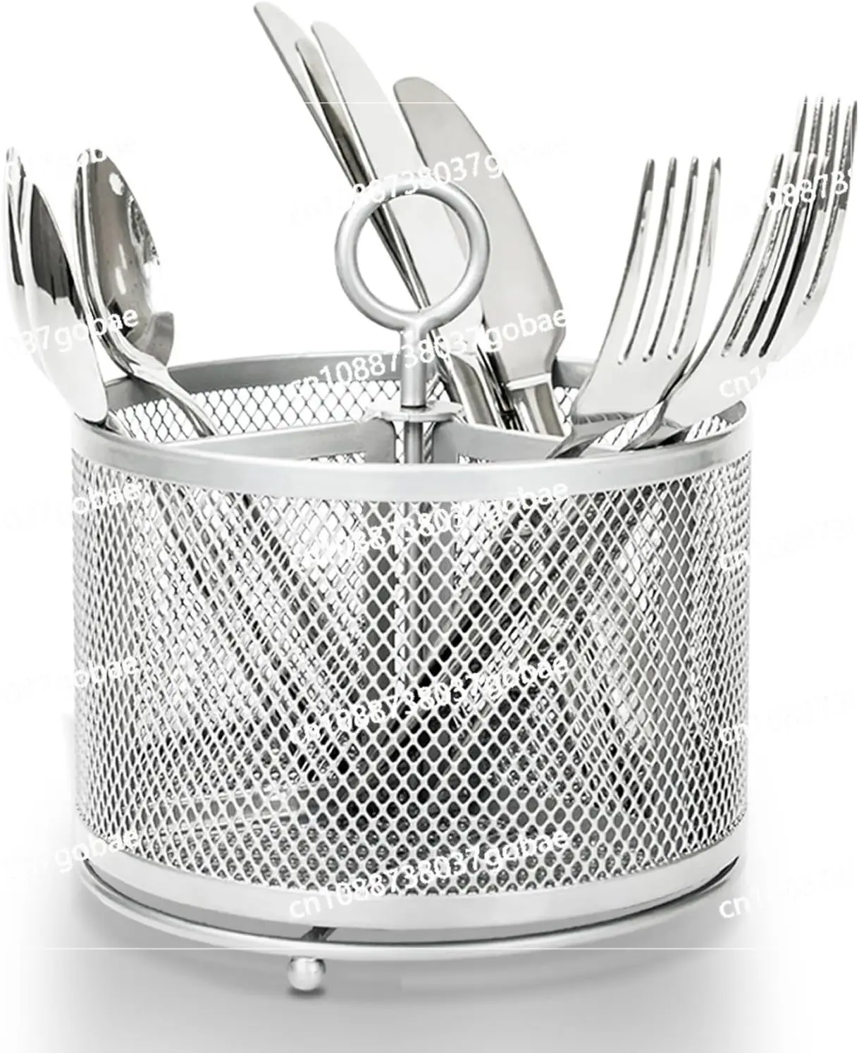 Metal Rotating 3 Grid Knife and Fork Tableware Storage Rack Kitchen