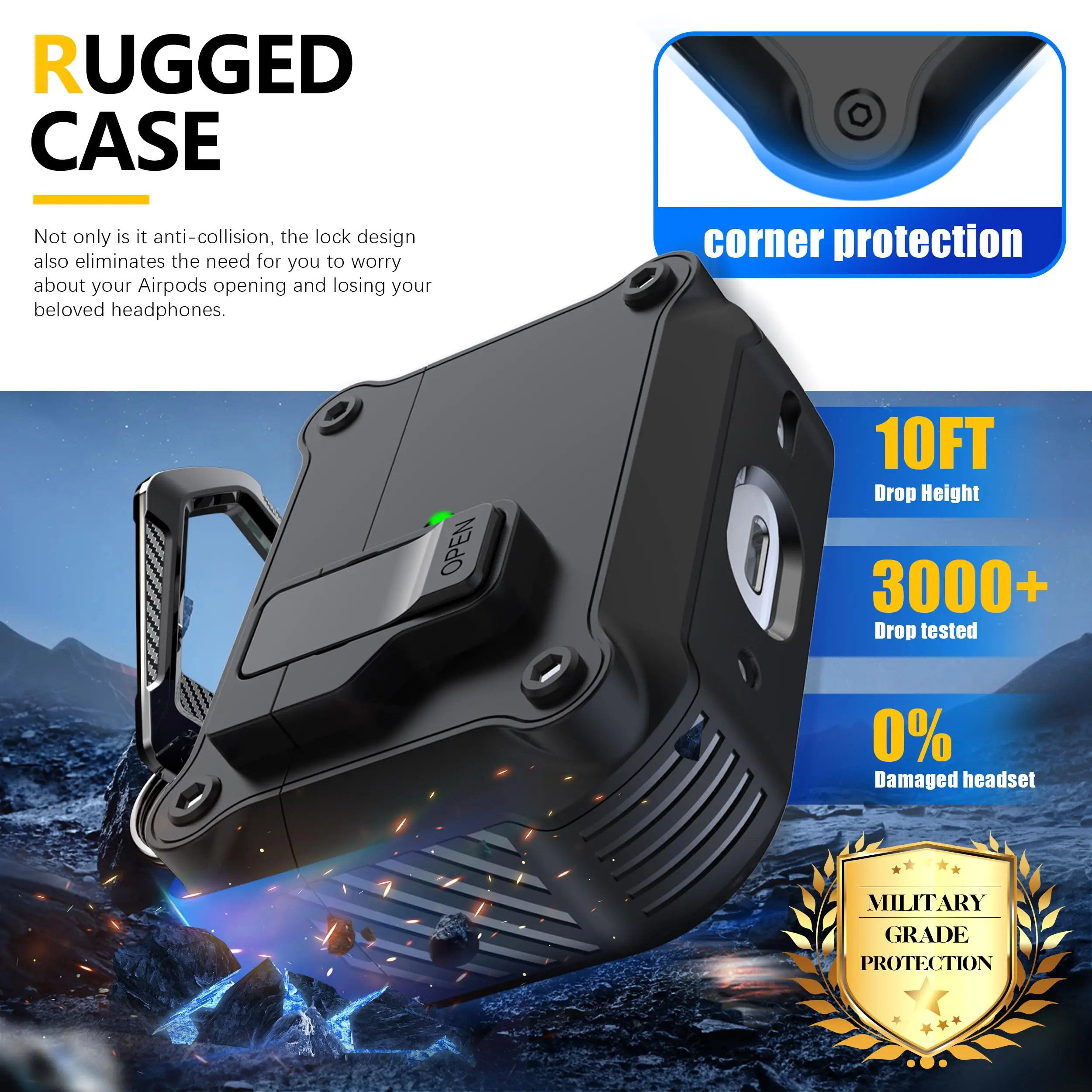 حافظة AirPods Pro الثالثة (2025) مع مجموعة أدوات تنظيف، غطاء آمن لمفتاح المفاجئة التلقائي لسماعات الرأس Fundas لأجهزة Apple AirPods Pro 3 ﻿