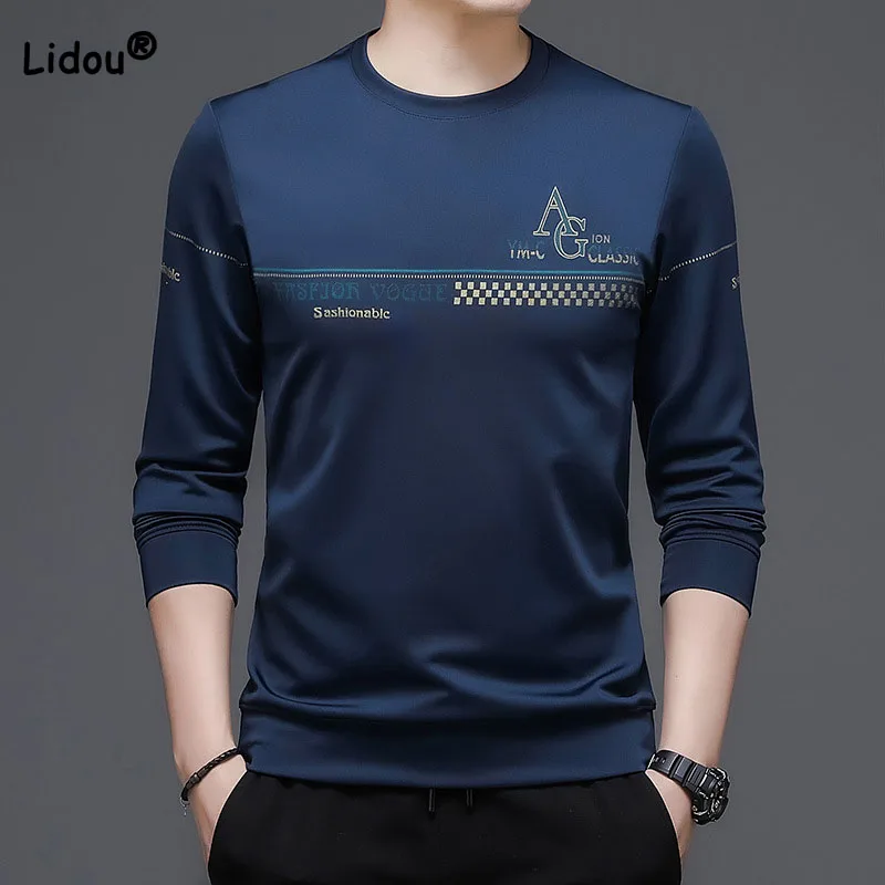 Fashion Trend Men\'s Printed Sweatshirts Autumn Winter All-match Long Sleeve Comfortable Round Neck Pullovers Tops Male Clothes