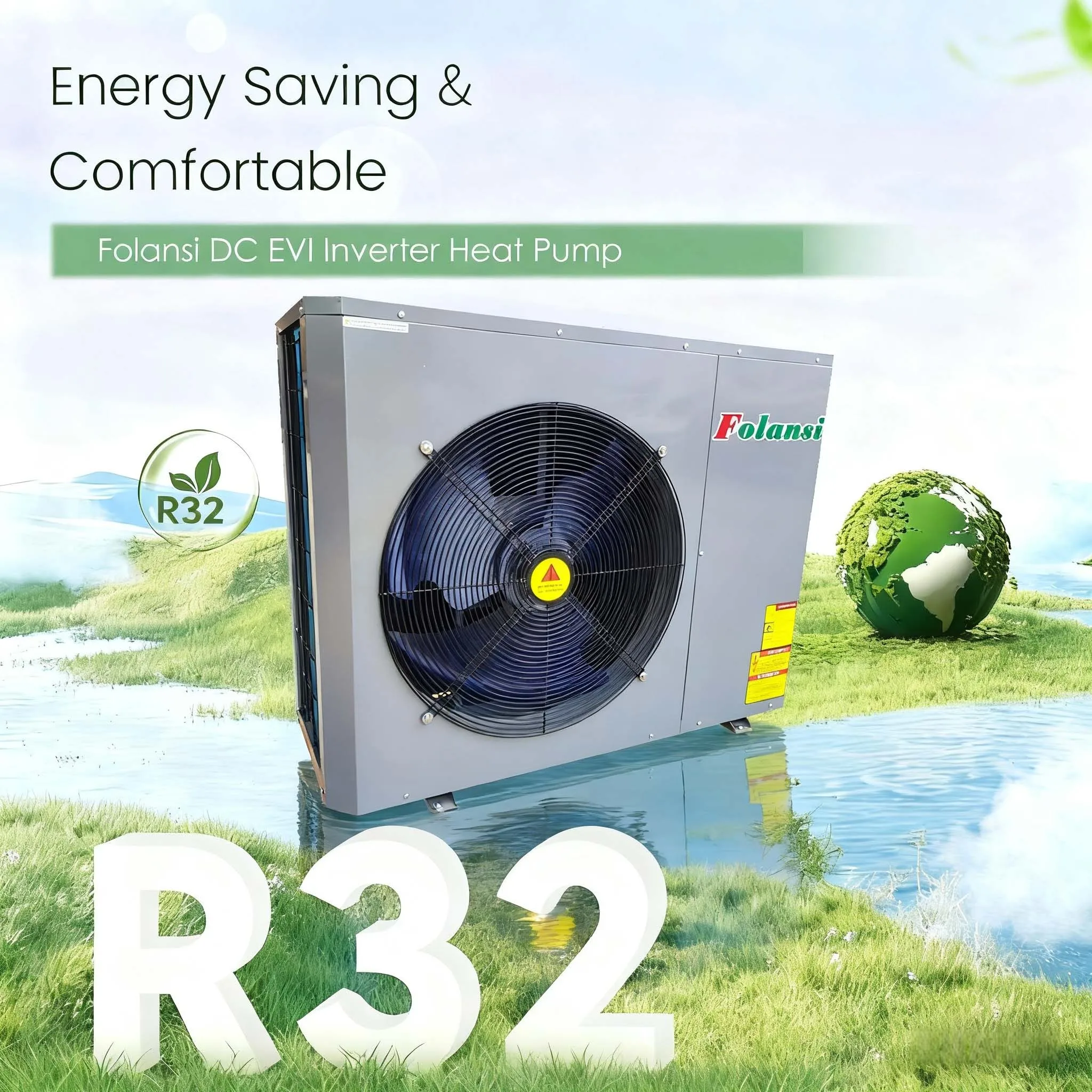 Folansi 13.2KW DC العاكس EVI مصدر الهواء مضخة الحرارة الهواء إلى مضخة حرارة الماء