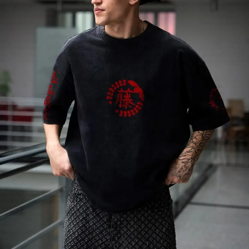 2025 メンズ夏 Tシャツ日本アニメデーモンスレイヤーグラフィック衣類ファッション Y2K オーバーサイズ純粋な綿半袖トップス Tシャツ