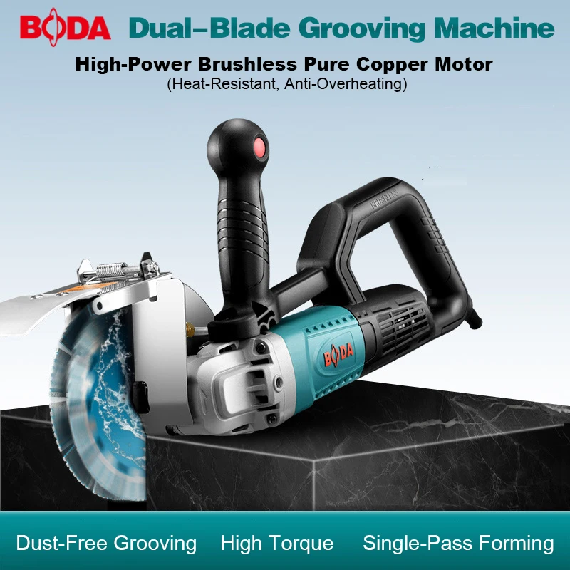 BODA 4200W Electric Concrete Groover with Dust Control, 50x45mm Adjustable Depth, 8000rpm Wall Chaser for Tile, Marble, Brick