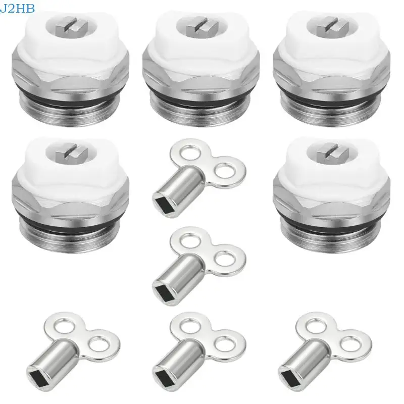

J2HB 5Pcs Manual Radiator Air Vent Plugs Valves 1/2Inch Metal Heating Bleed Valves Replacement for Radiator Heater Enduring