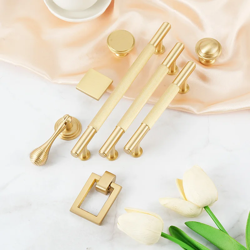 Brass Handles Retro Striped Non-slip Cabinet Handles Cabinet Door T Bar Handles Kitchen Funiture Long Handle