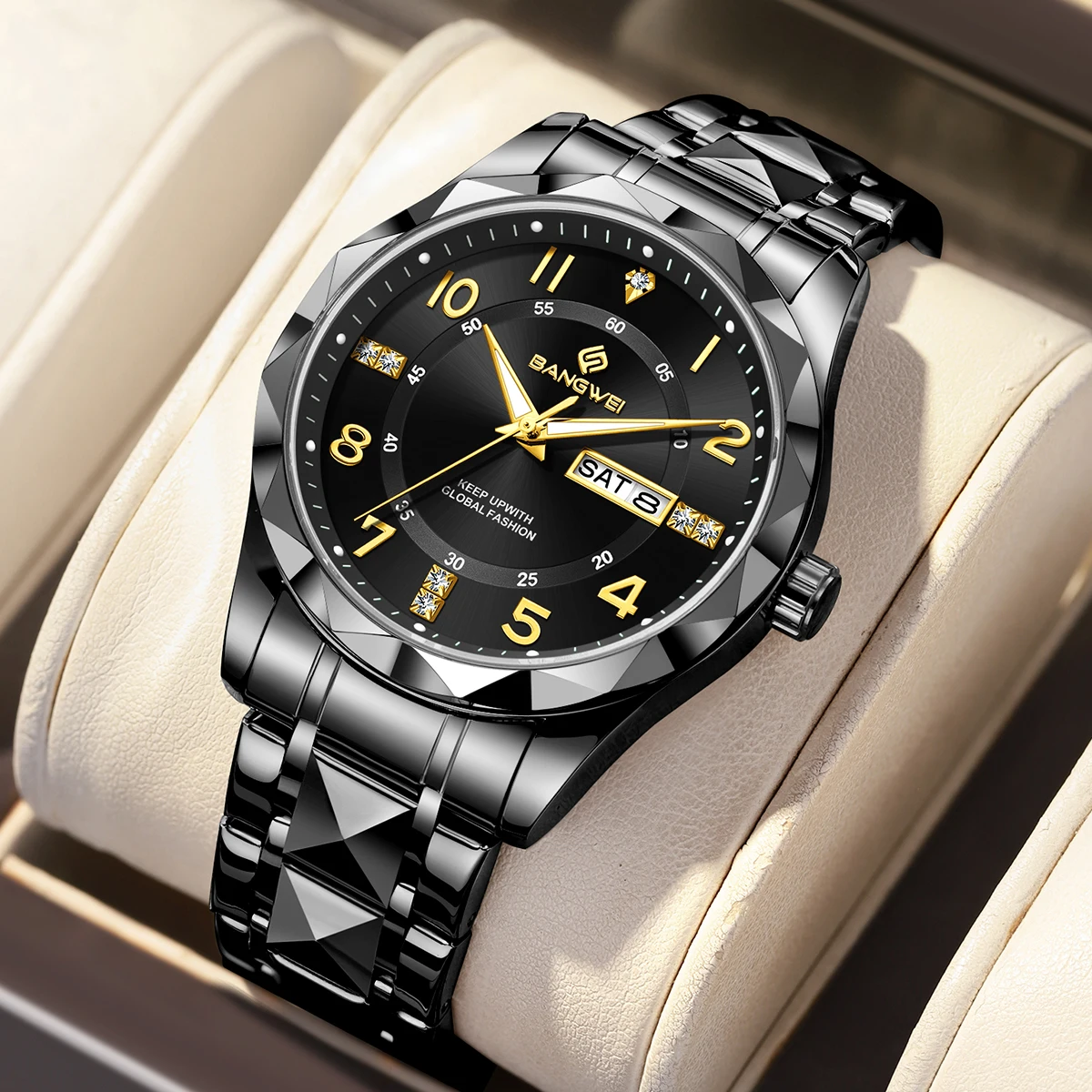 

Брендовые роскошные мужские наручные часы BANGWEI, водонепроницаемые, светящиеся, с датой и днями недели, мужские часы из нержавеющей стали, кварцевые мужские часы Reloj Hombre