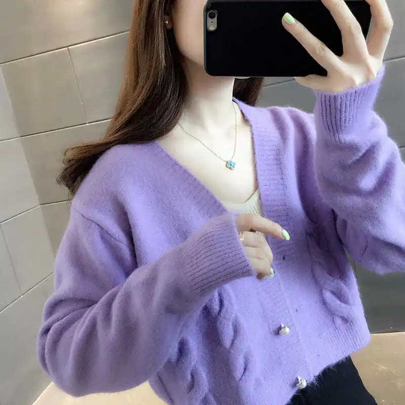 2023 New Twist College Style Knit Sweater Jacket Women Autumn Winter Japanese Korean Short Sweet Kawaii Sweaters Cardigans White
