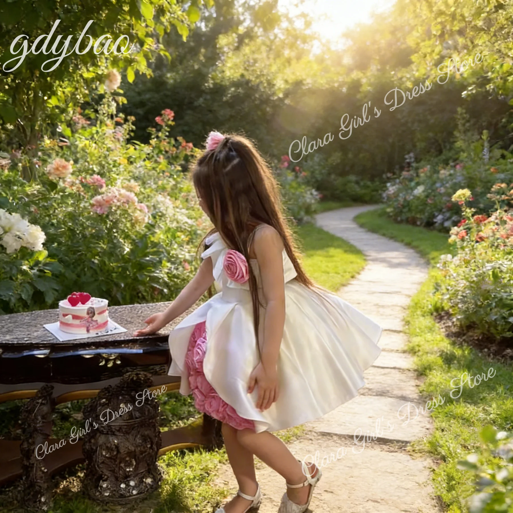 Mooie bloemenmeisje jurk 3D bloemenjurk bruiloft feestjurk prinses verjaardag aangepaste avondjurk