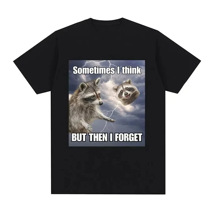 Funny Raccoon Opossum Meme T Shirts Men Women Retro Summer Casual Short Sleeve Tee Top High Quality Y2K Clothing