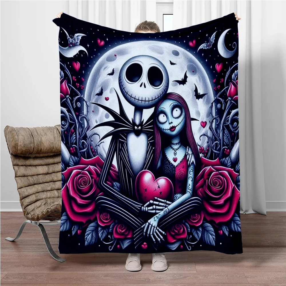 The Nightmare Before Christmas Jack Printed Flannel Four Season Thin Blanket Camping Blankets for Sofa Beds Modern Fashion Gifts