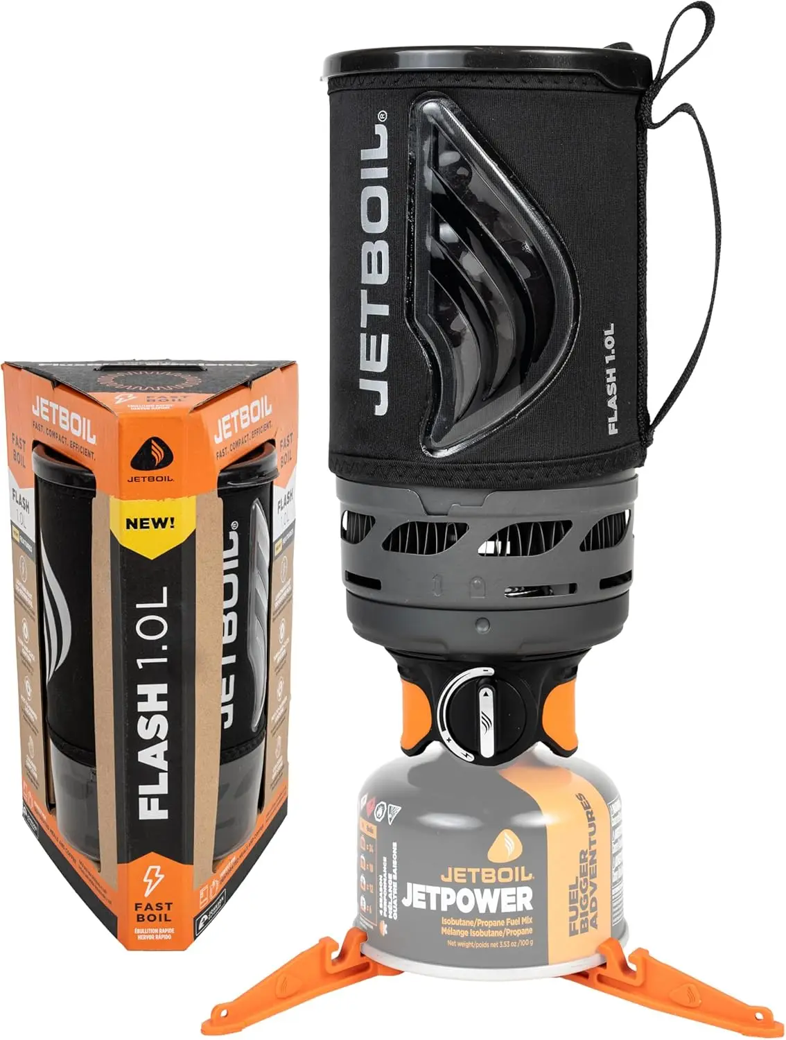 

Flash 1.0L Portable Fast Boil Stove 2025, Propane/Isobutane, 1-Step Auto Ignition, Camping & Backpacking with Cooking Cup