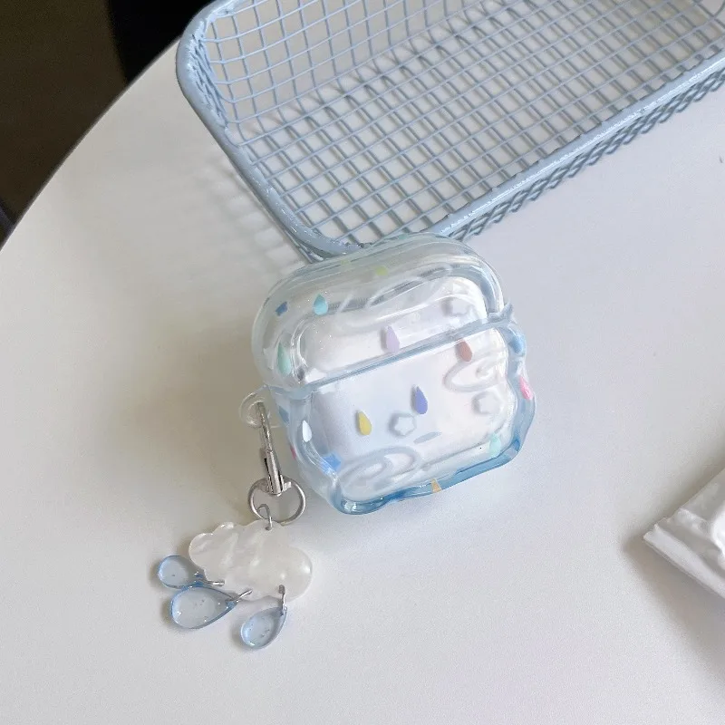 Cute Cloud Raindrop Earphone Case For AirPods 4 3 2 Pro 2 Pro 3 Transparent Soft TPU Headphone Cover With Keychain Pendant Funda - view 5