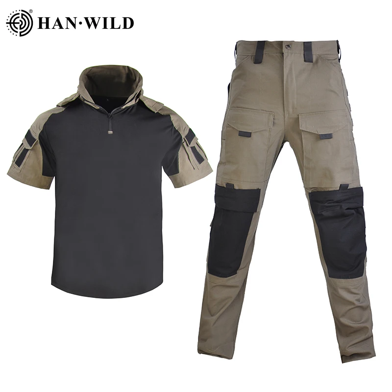 

Men Tactical Uniform Airsoft Hiking Shirt Cargo Pants Climbing Clothing Combat Sets Wear Resistant Softair Camping Hunt Clothes