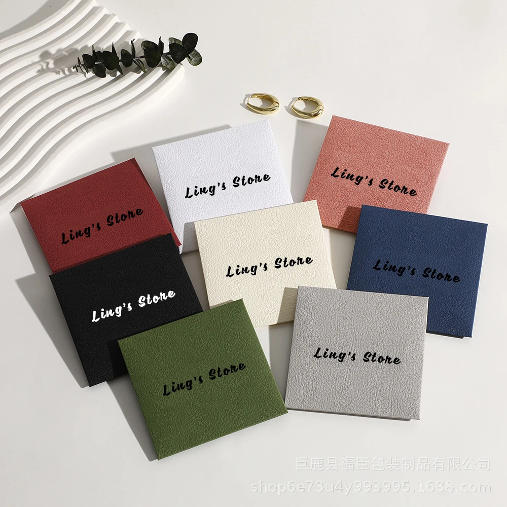 100Sets Personalized 8x8cm Black Polishing Cloth Packed With Individual 8.5x8.5cm Luxury Texture Paper Case For Jewelry Cleaning