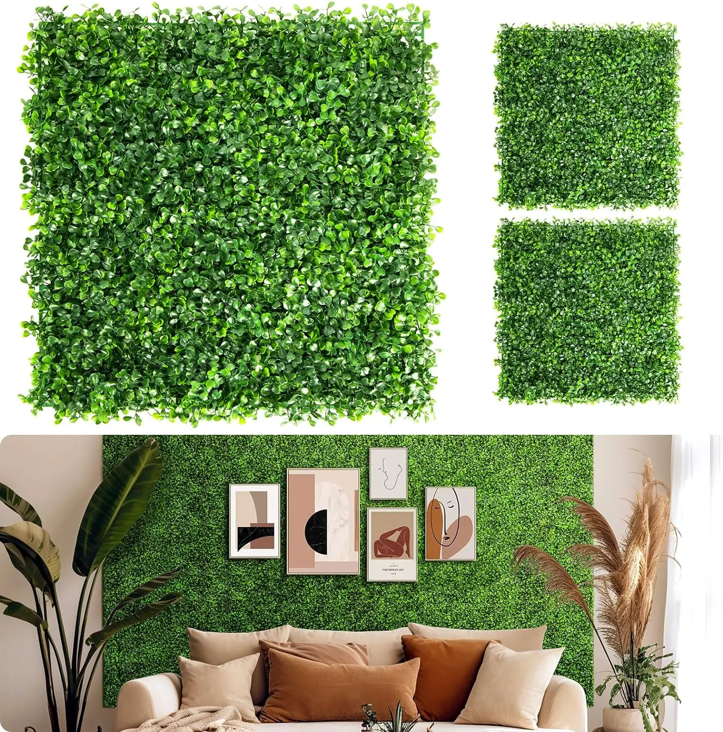 

Artificial Plants Grass Wall Backdrop Decoration Green Hedge Panels for Indoor Outdoor Home Garden Balcony Wedding Party Decor