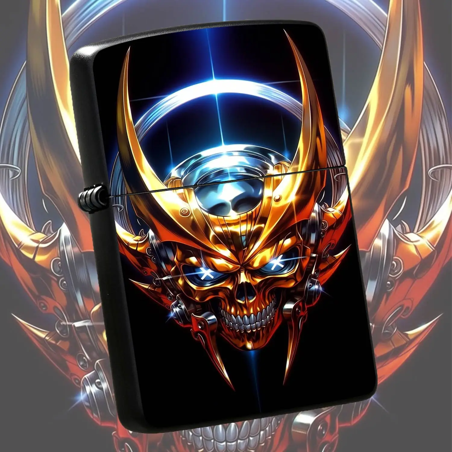 Sci-Fi Mech Skull Themed Lighter, Sharp Cyber Styling Desktop Display Ornament, Cool Personal Accessory, Portable Tool For Camping Starting, Candle And Incense Lighting, Trendy Collectible Gift For Full Scenario Daily Use A Humorous And Int