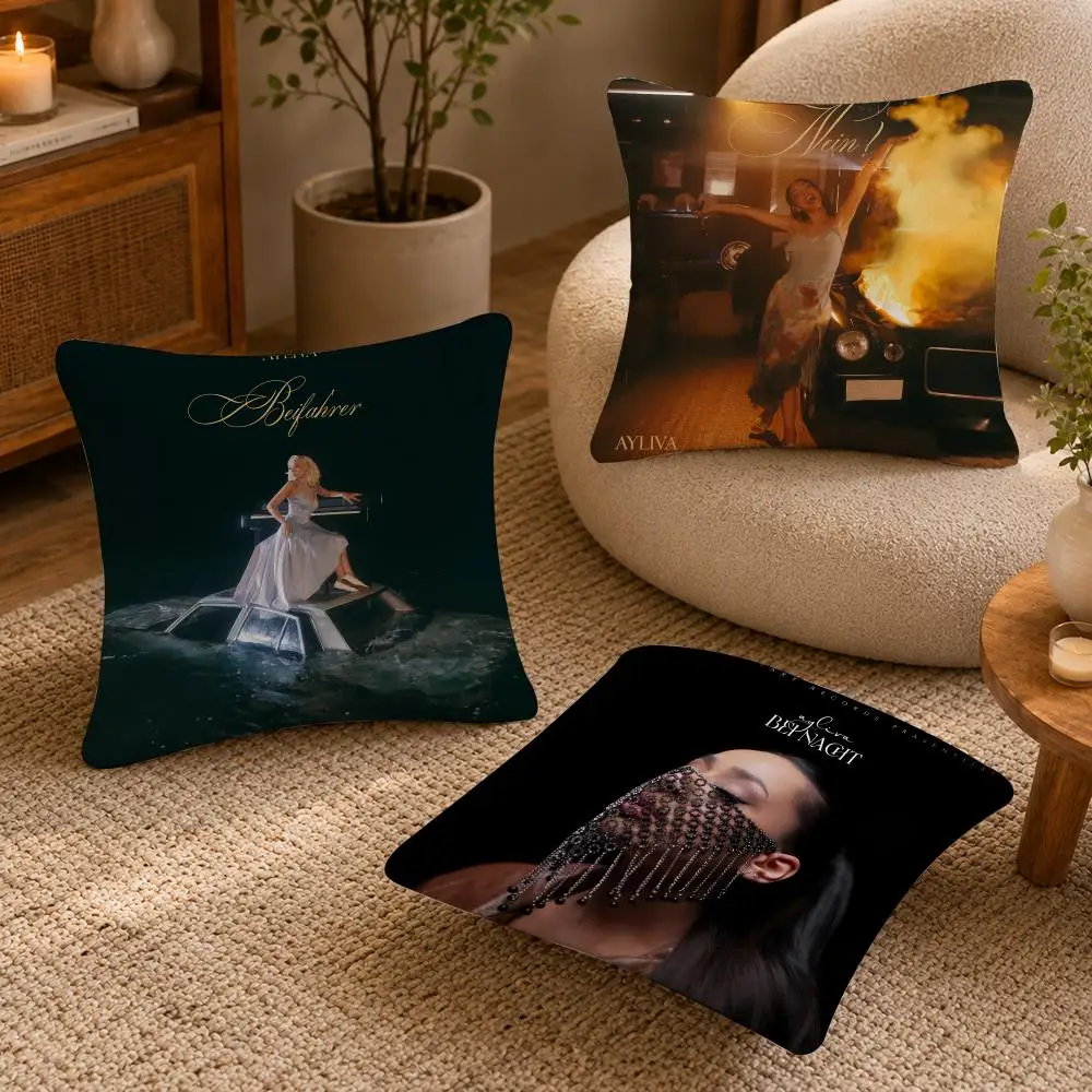A-Ayliva Cool Singer Tour Cushion Cover Soft Short Plush Pillow Case Double Sided Print Washable Sofa Bed Home Decor Gift
