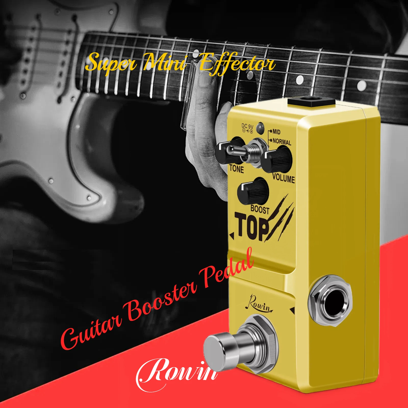 Rowin Mini Guitar Pedal Booster Mid Boost EQ Effect Vintage Wide Range Booster Tones Super Tiny Nano Effectors