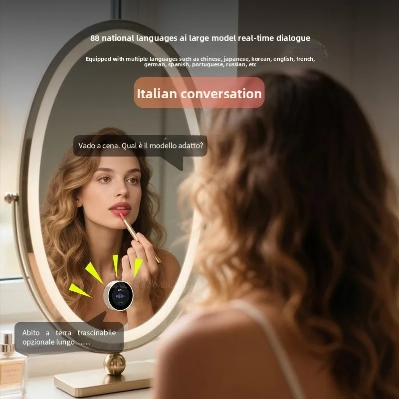 Knob stepless dimming smart beauty mirror round display