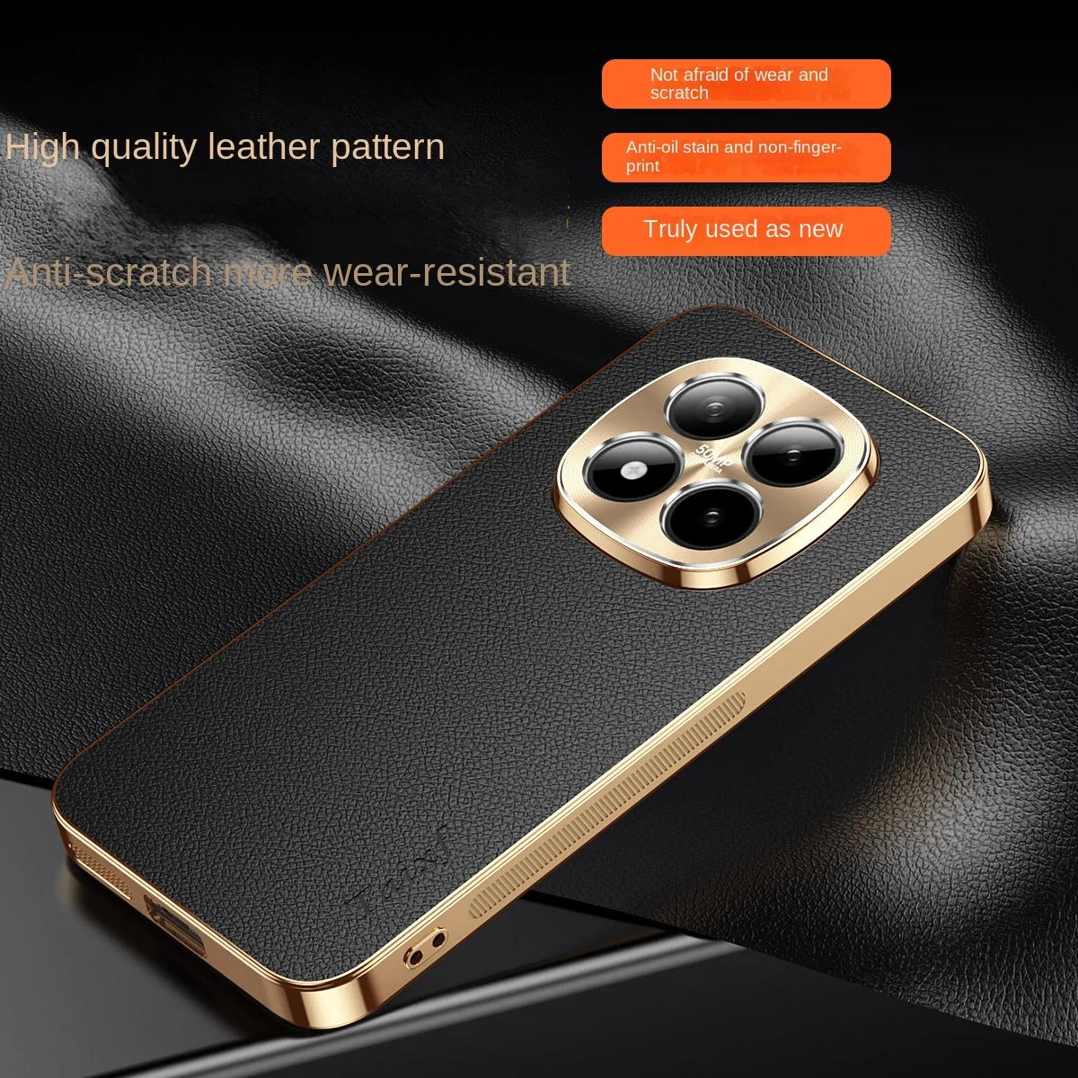 Luxury Vegan Leather Phone Case For Xiaomi Redmi Note 15 Pro+ 15 Pro 5G Lens Protection Alloy Lens Frame Shockproof Back Cover