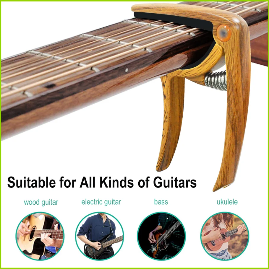 Capotraste para Guitarra Acústica/Elétrica, Clipe/Presilha para Guitarra, Acessórios para Guitarra Clássica, Ukulele, Bandolim