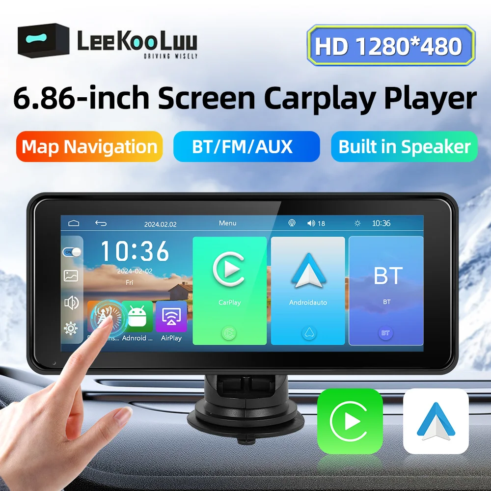 

LeeKooLuu 6.86" Screen Carplay MP5 Portable Car Multimedia Player Wireless Android Auto Bluetooth Music AirPlay FM Transfer