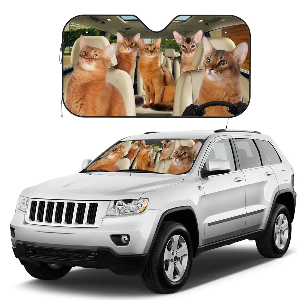 Somali Cat Driving Car Interior Front Windshield Sun Shade,Selkirk Rex Auto Accessories Sunshade for SUV- Blocks Uv Rays Protect