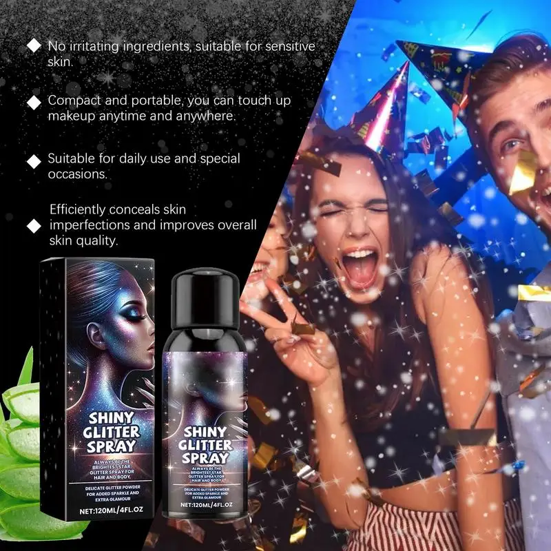 Glitter Spray For Hair And Body Exquisite Body Glitter Hairspray For Cloth Multifunctional Shimmer Body Shiny Spray For Party