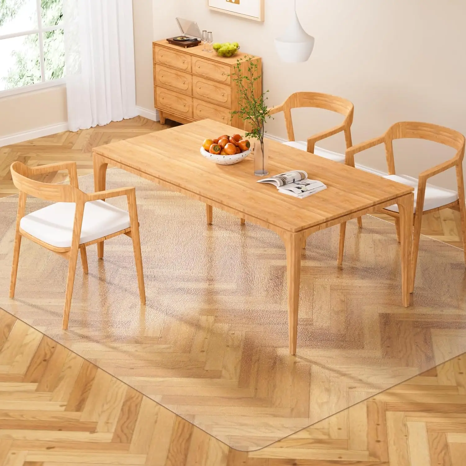 

Clear Vinyl Floor Mat 5x8 Waterproof Non Slip Rug Protector for Hardwood Tile Kitchen Dining Room