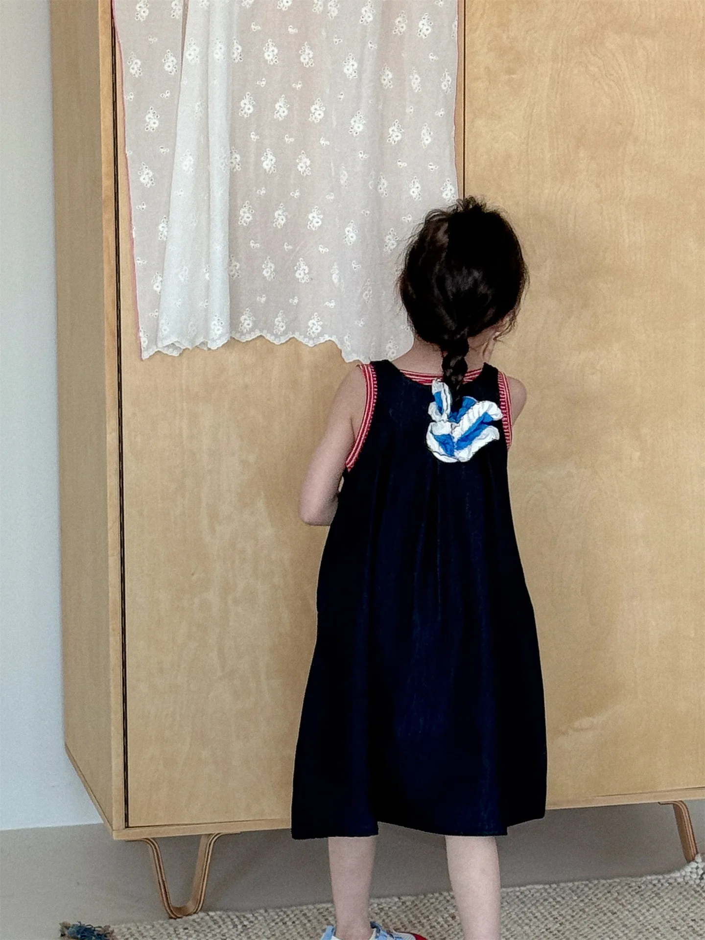Summer Denim Dress Kids 2026 Denim Dresses For Girls Jeans Jumper Skirt Sundress With Striped Top Size 2 3 4 5 7 8 9 10 11 Years