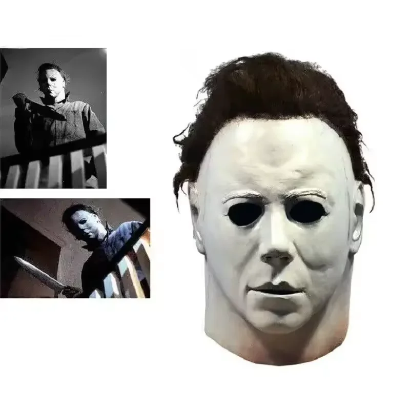 Michael myers máscara cosplay horror sangrento assassino demônio capacete de látex assustador halloween carnaval traje festa adereços para homens adultos