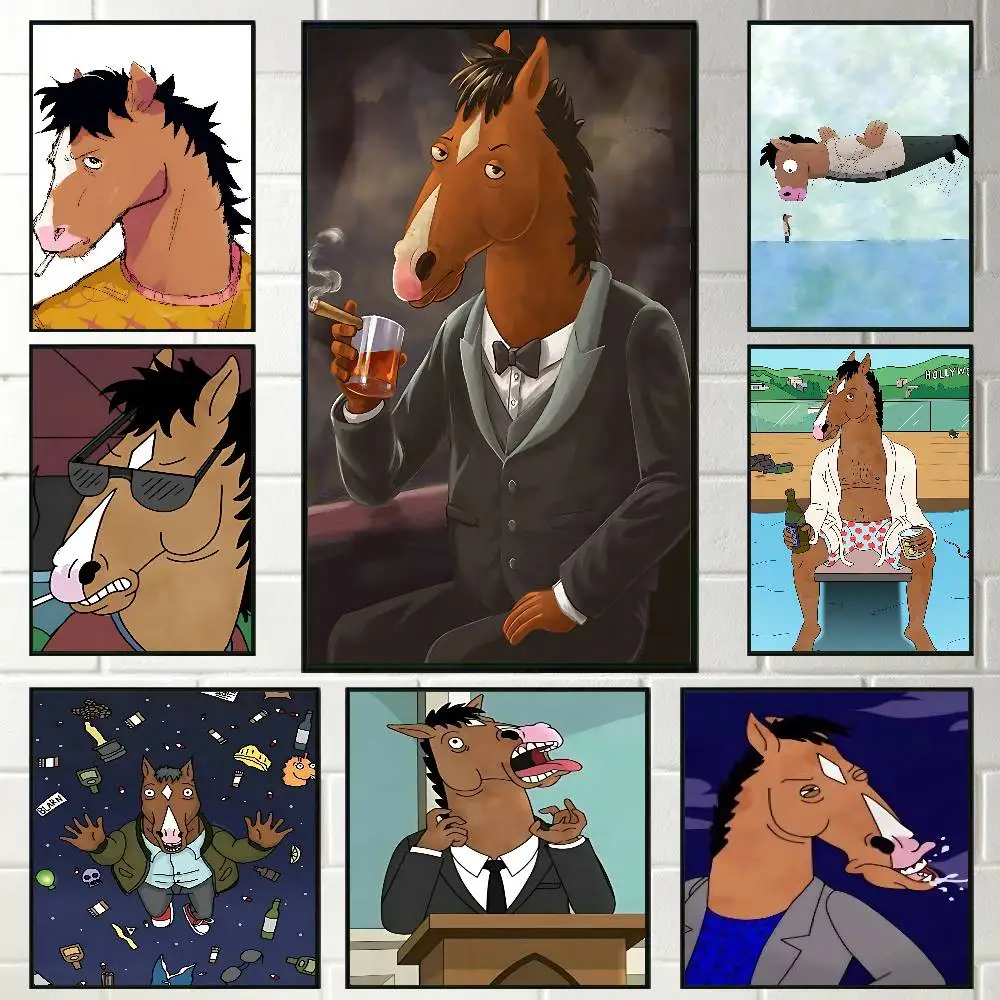 B-BoJack H-Horseman Poster Wall Art Posters, Texture Paintings, Ideal Gift for Room Decoration