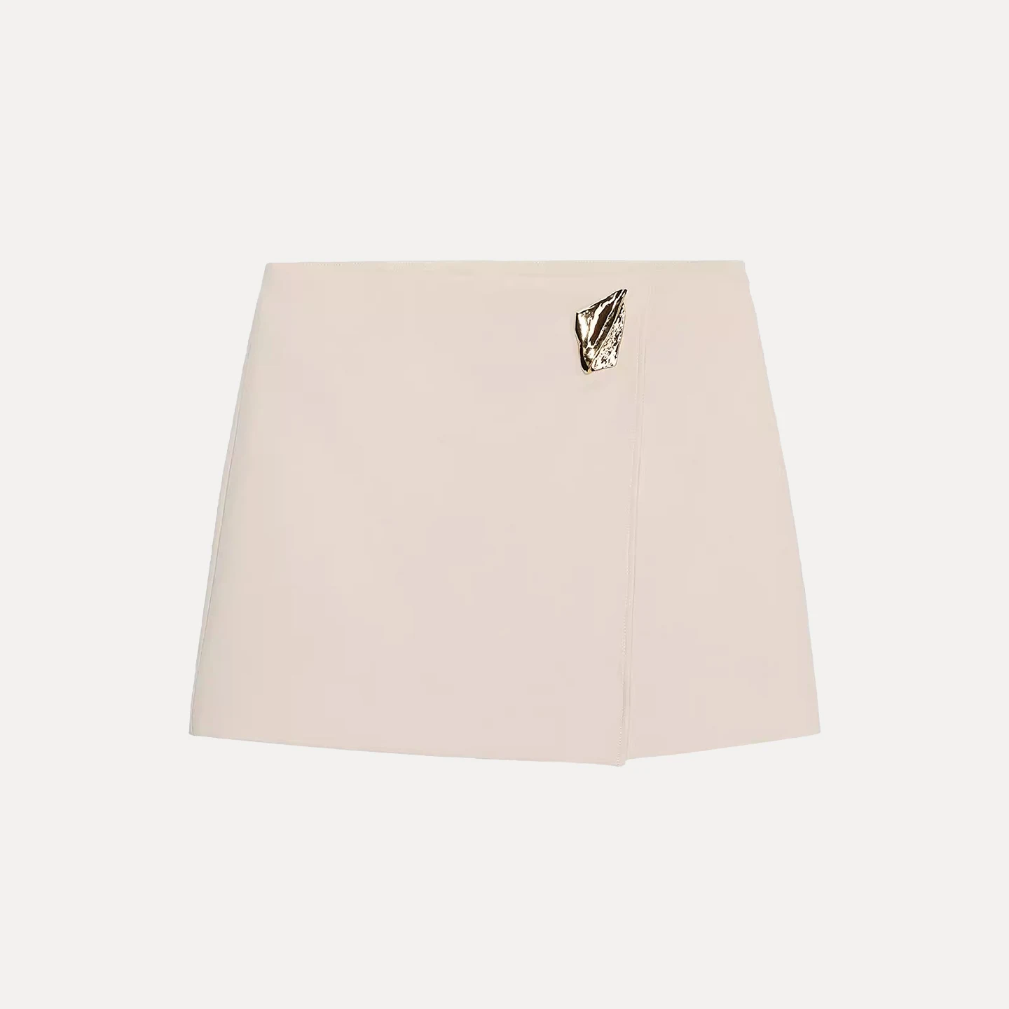 Lässige, dekorative, asymmetrische Damenhose aus Metall, hohe Taille, anderes Material, Damen, Faion, Herbst 2022, Z