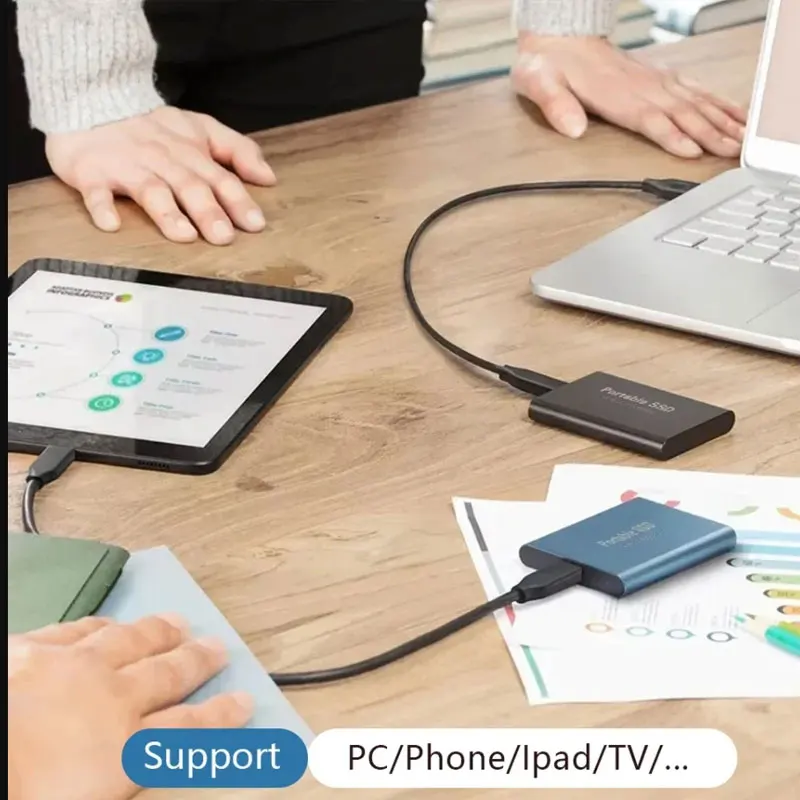 القرص الصلب 2 تيرا بايت محمول SSD 4 تيرا بايت محرك الحالة الصلبة الخارجي USB 3.1/Type-C محرك الأقراص الصلبة الخارجي عالي السرعة للتخزين للكمبيوتر/Mac/الهاتف