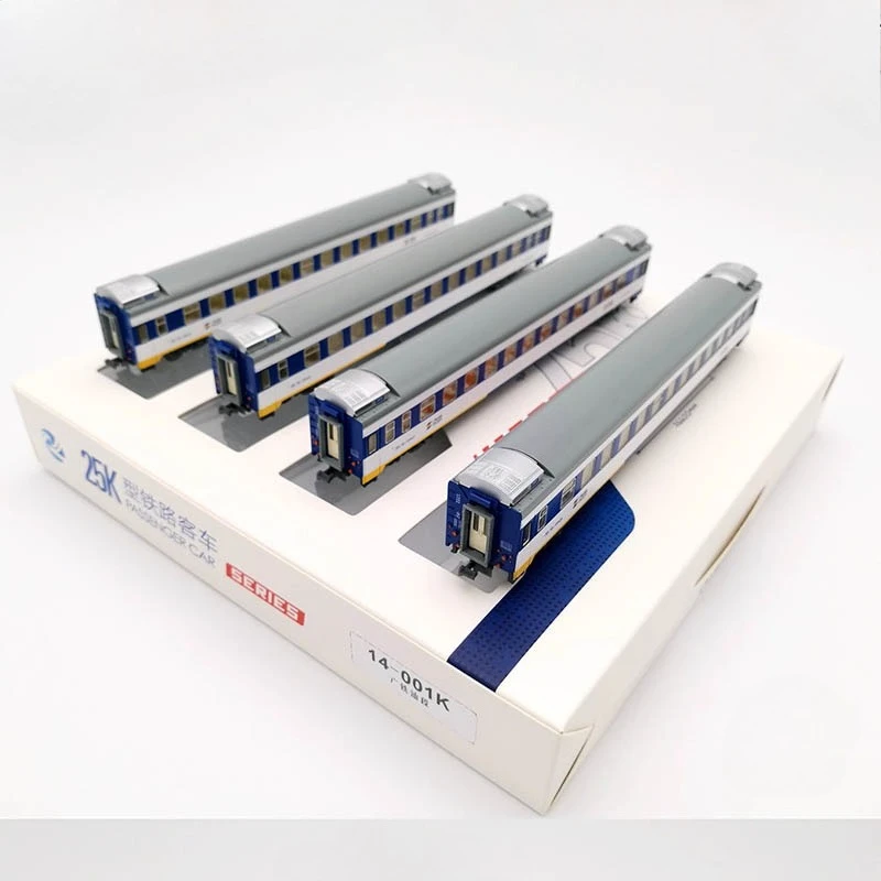 نموذج قطار KUNTER مقياس N 1/160 14-001K YZ25K مقعد صلب 25K مجموعة سيارة الركاب 4 أقسام مع قسم Guangtie Shantou الخفيف