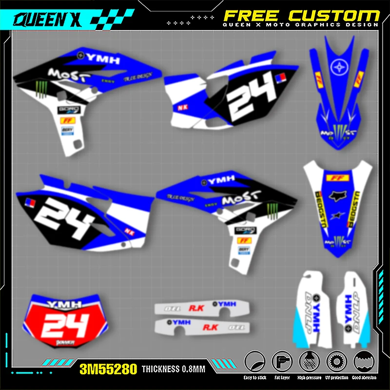 

QUEEN X MOTO Motorcycle Graphics Decals For YAMAHA WRF450 2012 2013 2014 2015 Motorcycle Decal Stickers 007