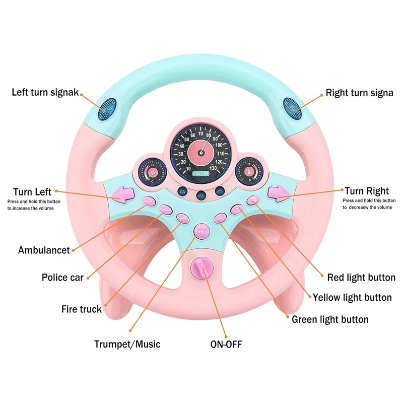 Giocattolo per volante per bambini - Gioco di finzione del sedile posteriore con luci e musica - Divertente simulatore di guida prescolare, regalo per i più piccoli