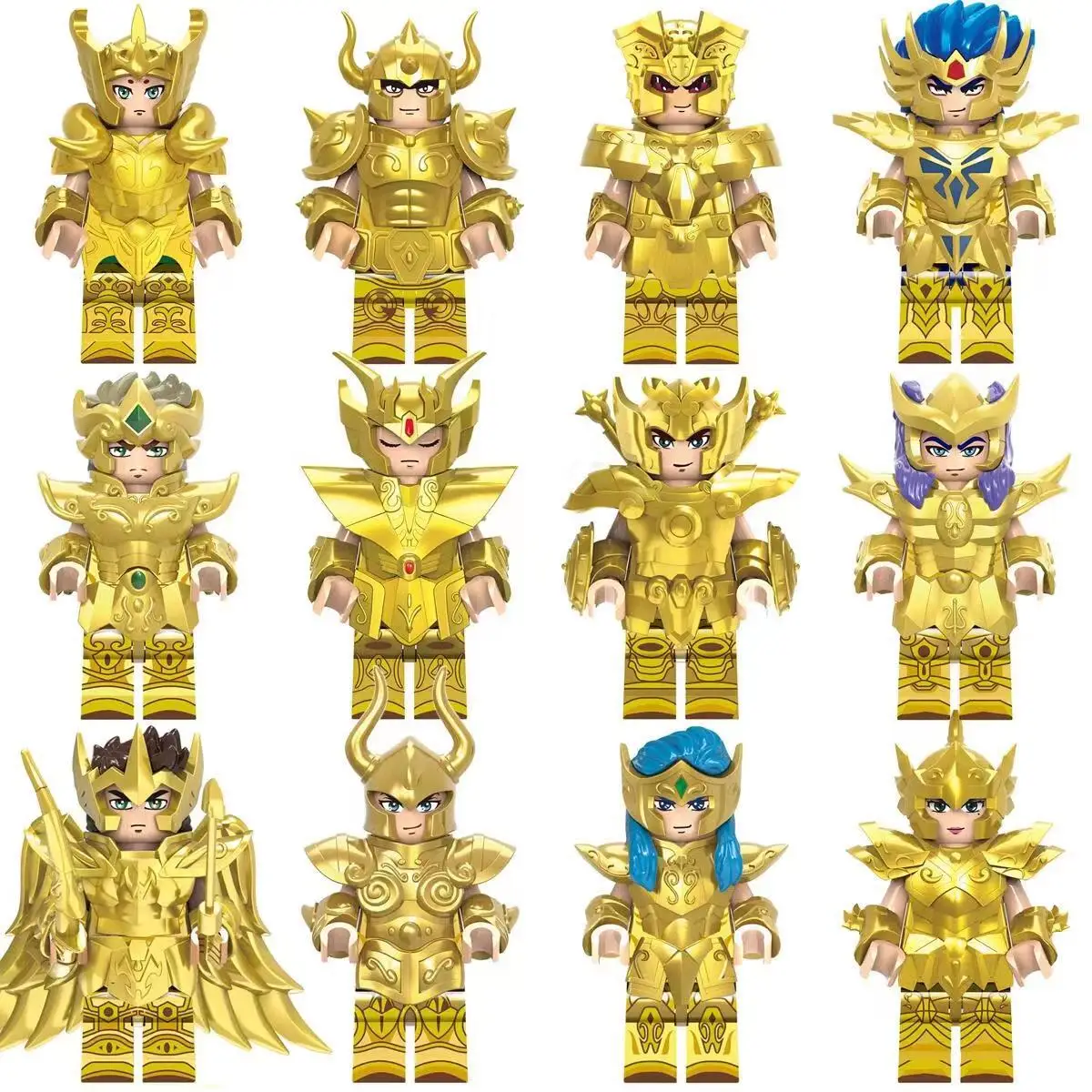 12/6Pcs/Set Anime Saint Seiya Building Blocks Athena Shiryu Ikki Golden Warrior Figures Bricks Cartoon Toys For Children Gifts