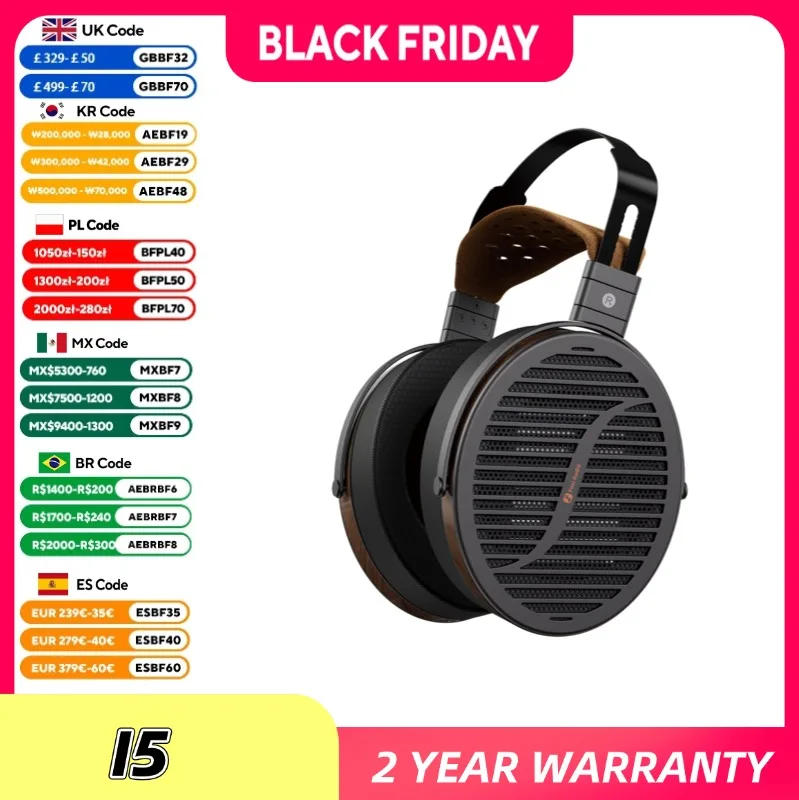 

Fosi Audio i5 Open-Back Planar Magnetic Headphones with 97mm Diaphragm Professional Hifi Monitor Wired Headset For Studio