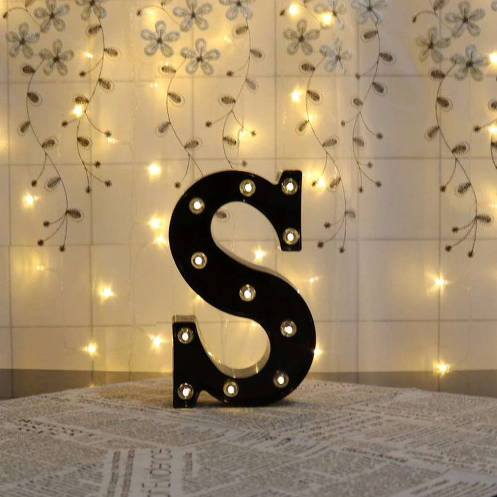 LED Black Letter Light 26 English Night Light Large Luminous Alphabet Lights Wedding Modeling Lamp For Party Birthday Home Bar