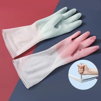 1Pair Silicone Cleaning Gloves Dishwashing Cleaning Gloves Scrubber Dish Washing Sponge Rubber Gloves Cleaning Tools